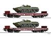 Nehézteher szállító vagonszett, BMP-1 pácélosokkal, DR, H0
